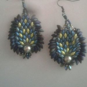 Superduos and swaroviski pearls earrings